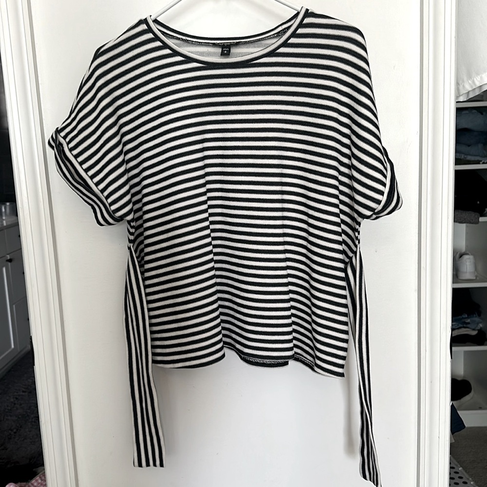 Express navy and white striped top size small